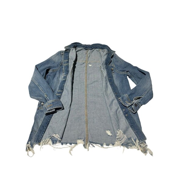 Revolve Free People Small Moonchild Distressed Oversized Denim Shacket Jacket L5 - Picture 3 of 10